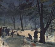 William Glackens Central Park oil